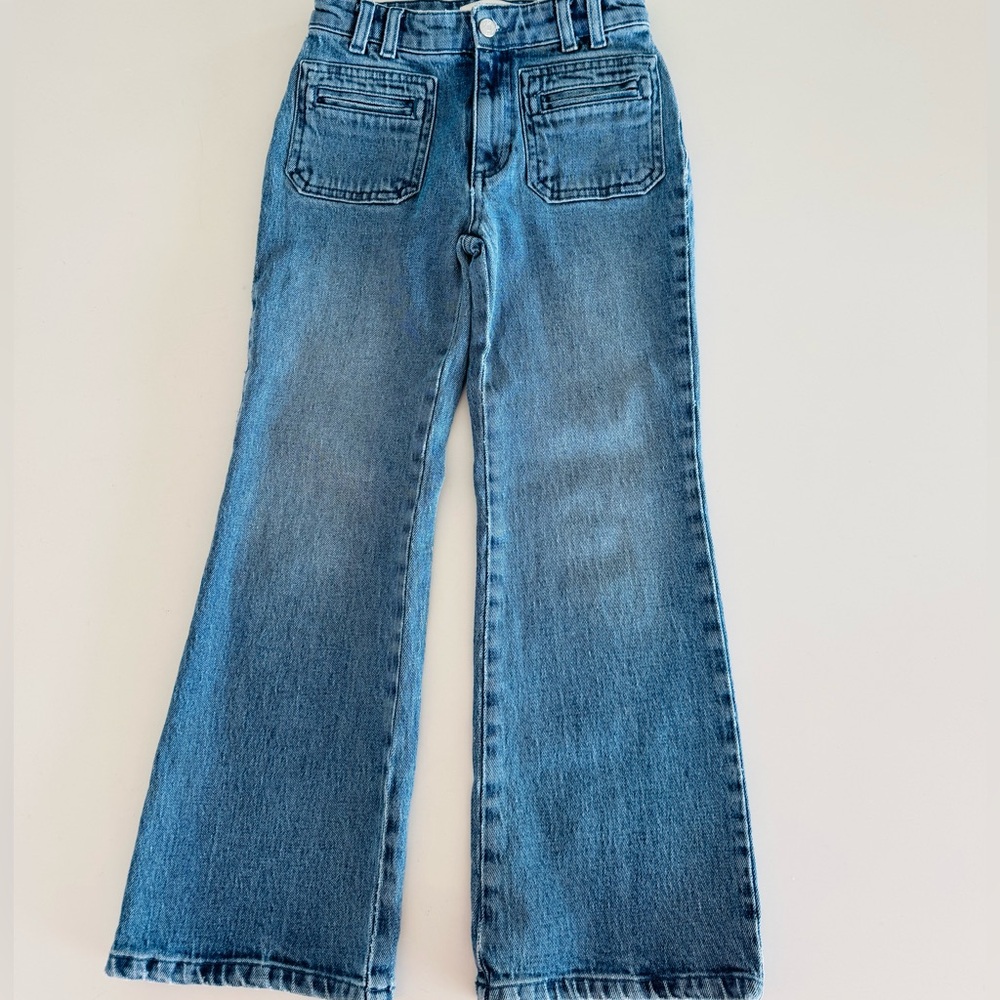 Reiss Blue Flare Wide Leg Jeans